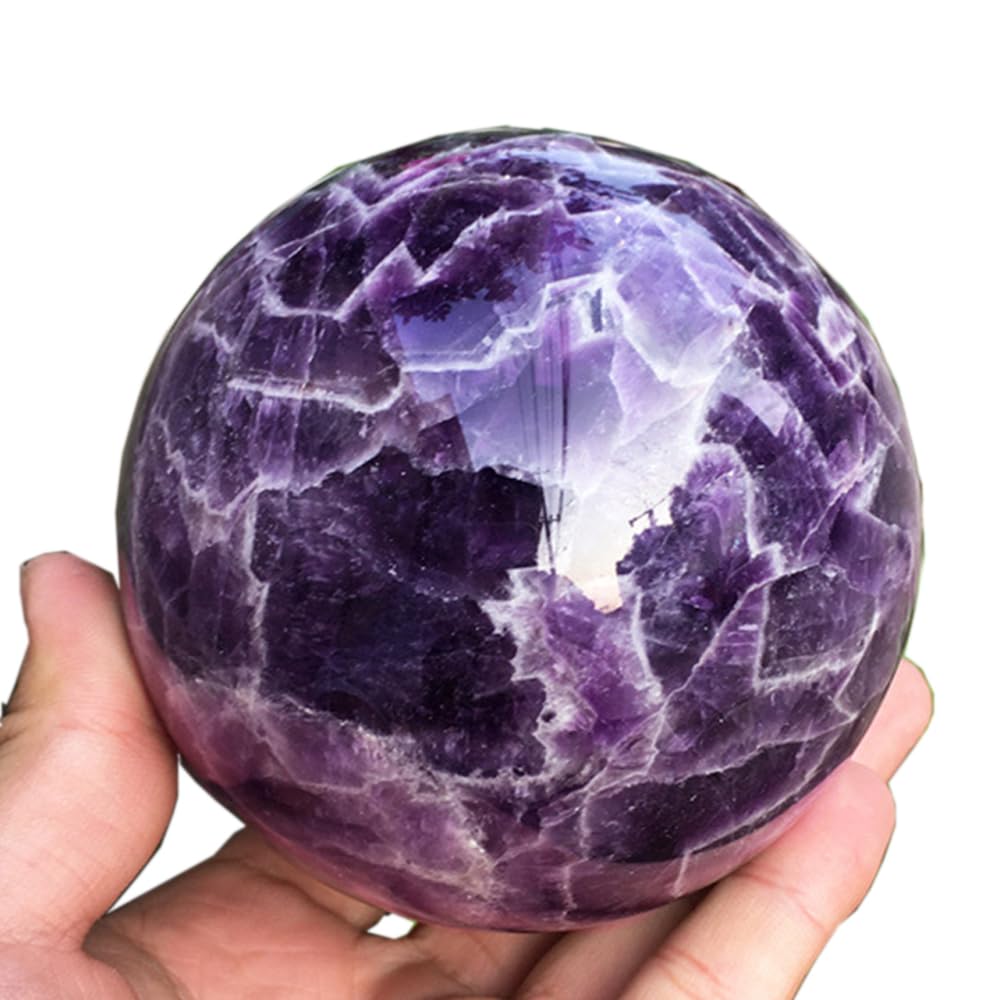 5-6cm/1.96-2.36inch Natural Amethyst Sphere Crystal Ball Hand Polished Decorative Sphere Healing Crystals Ball Healing Stone Crafts Fengshui Home Decoration Collect Gifts (50-60mm, Amethyst)