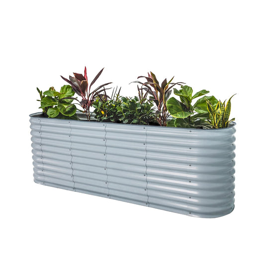 32" Extra Tall Raised Garden Bed Kits, 2 x 8 x 2.7ft Raised Planter Box Outdoor, 3.5 x 6.5 x 2.7ft Deep Root 9 in 1 Modular Metal Raised Beds for Gardening Vegetables Flowers Fruits - Sky Blue