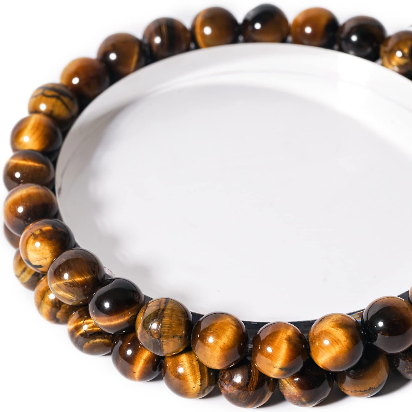 10mm Yellow Tiger Eye Round Bead - 35PCS Bulk Gemstone Beads for Jewelry Making, DIY Bracelets, Necklaces - Includes Crystal Stretch Cord - Stone Beads for Crafting Gifts