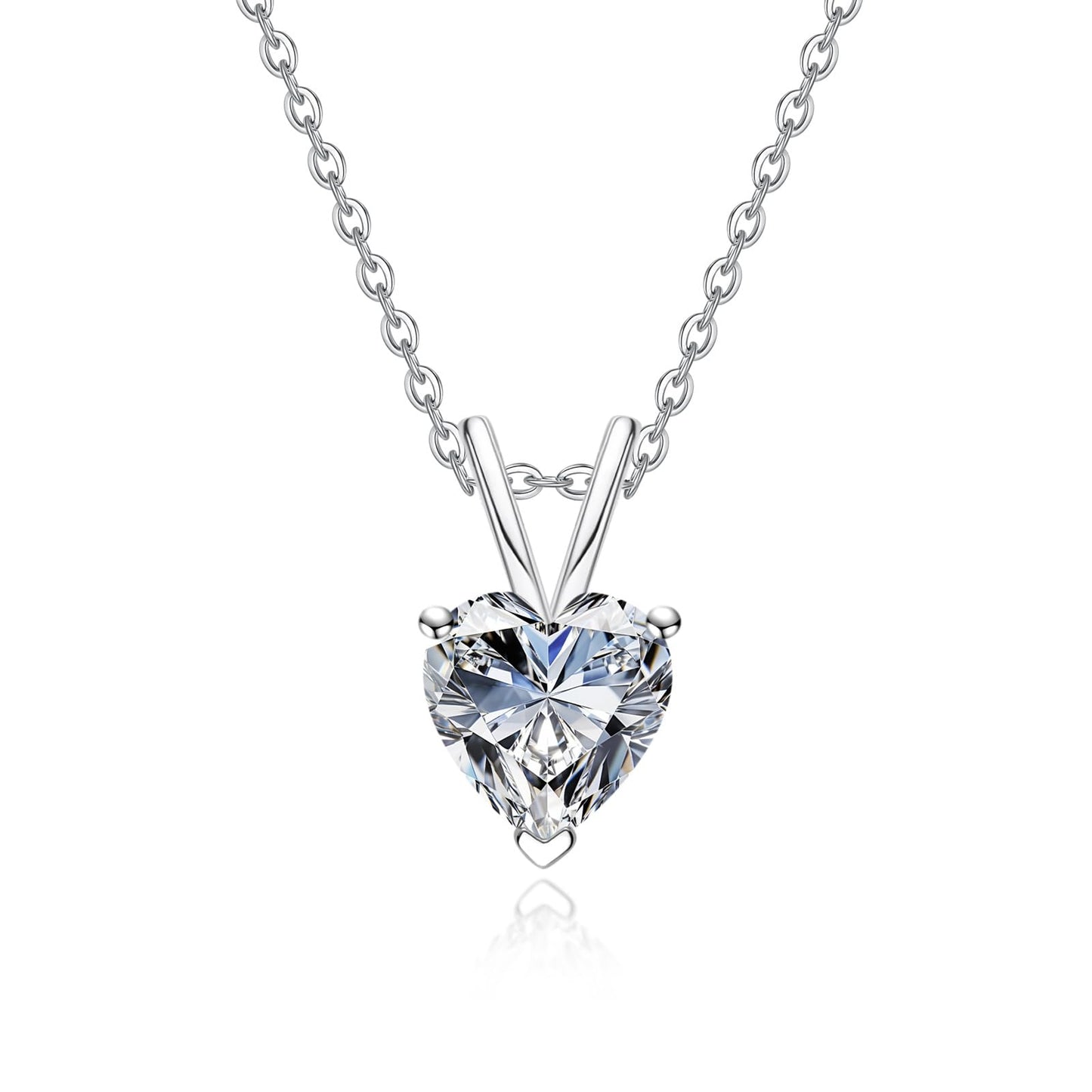 AnuClub Heart Shape Moissanite Pendant Necklace 2CT D Color VVS1 925 Sterling Silver Romantic Daily Wear Necklace for Women Wife Her with Certificate, 40+2+3cm Adjustable Chain