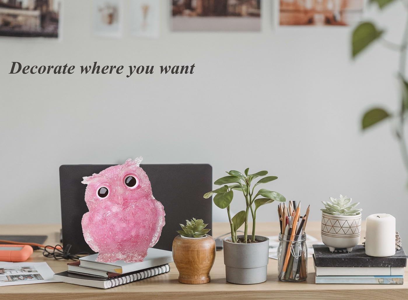 LAIDANLA Rose Quartz 2.4" Owl Statue Natural Healing Crystal Cute Owl Animal Pink Figurine Pocket Sculpture Reiki Spiritual Energy Gemstone Home Office Room Desk Decor Gifts for Women Men