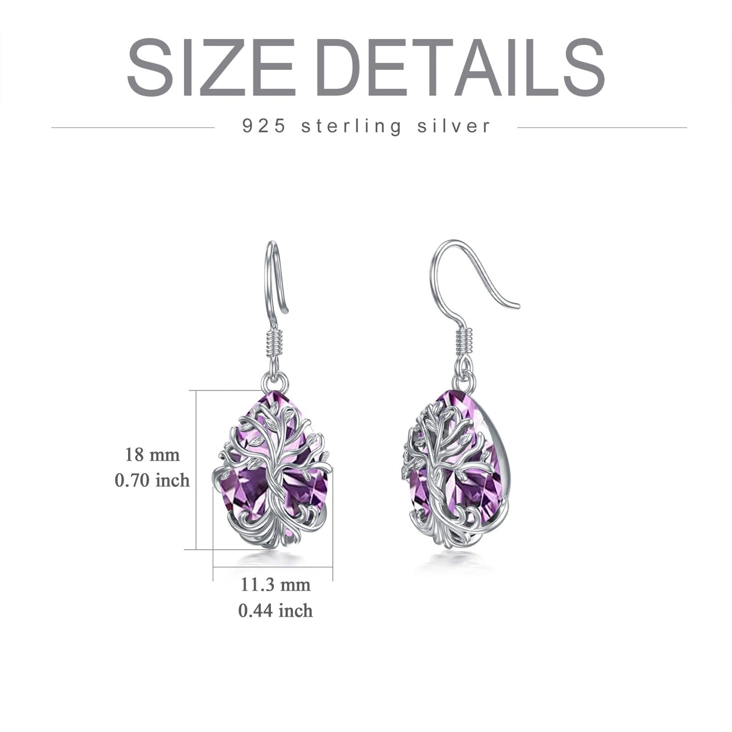 TOUPOP Alexandrite Tree of Life Earrings Sterling Silver Teardrop June Birthstone Earrings Family Tree Alexandrite Jewelry Birthday Mothers Day Gifts for Women Mom Her