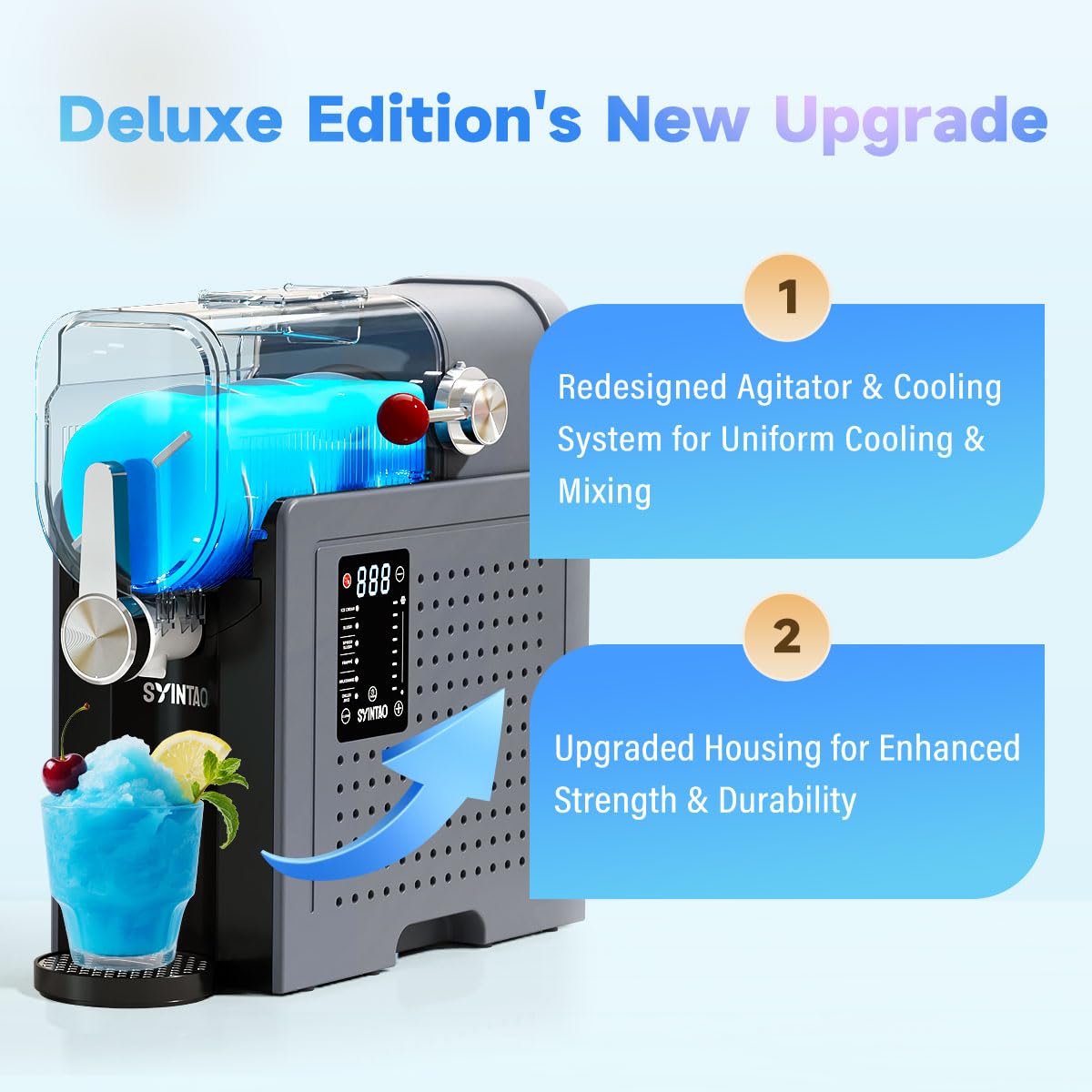 SYINTAO 2-in-1 Slushie & Soft Serve Ice Cream Maker, 88oz No-Ice-Needed Frozen Drink Machine with LED Display, 6 Preset Modes, Auto-Clean & Delay Timer – Gift for Family