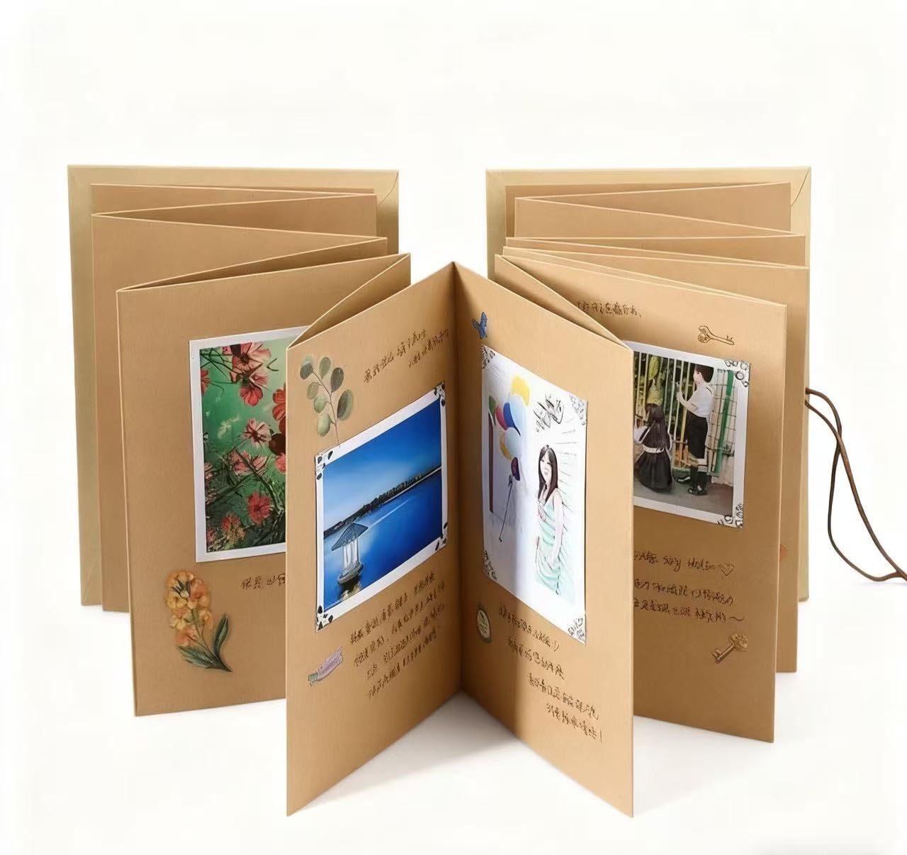 DIY Photo Album Scrapbook Kit, Customizable Memory Book for Couple Family, Handmade Photo Storage Book, Unique Gift for Birthday Anniversary Christmas Valentine's Day (Khaki)