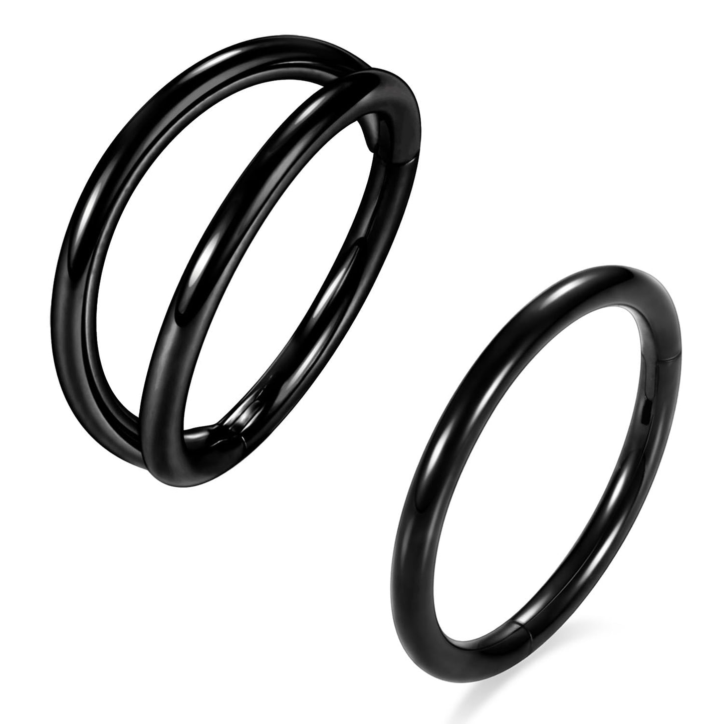 Nose Rings 18 Gauge Nose Ring Hoop Earrings For Women 18g Nose Hoop Black 8mm Septum Jewelry Surgical Steel Septum Ring Septum Clicker Lip Rings Helix Earring Double Hoop Cartilage Earring