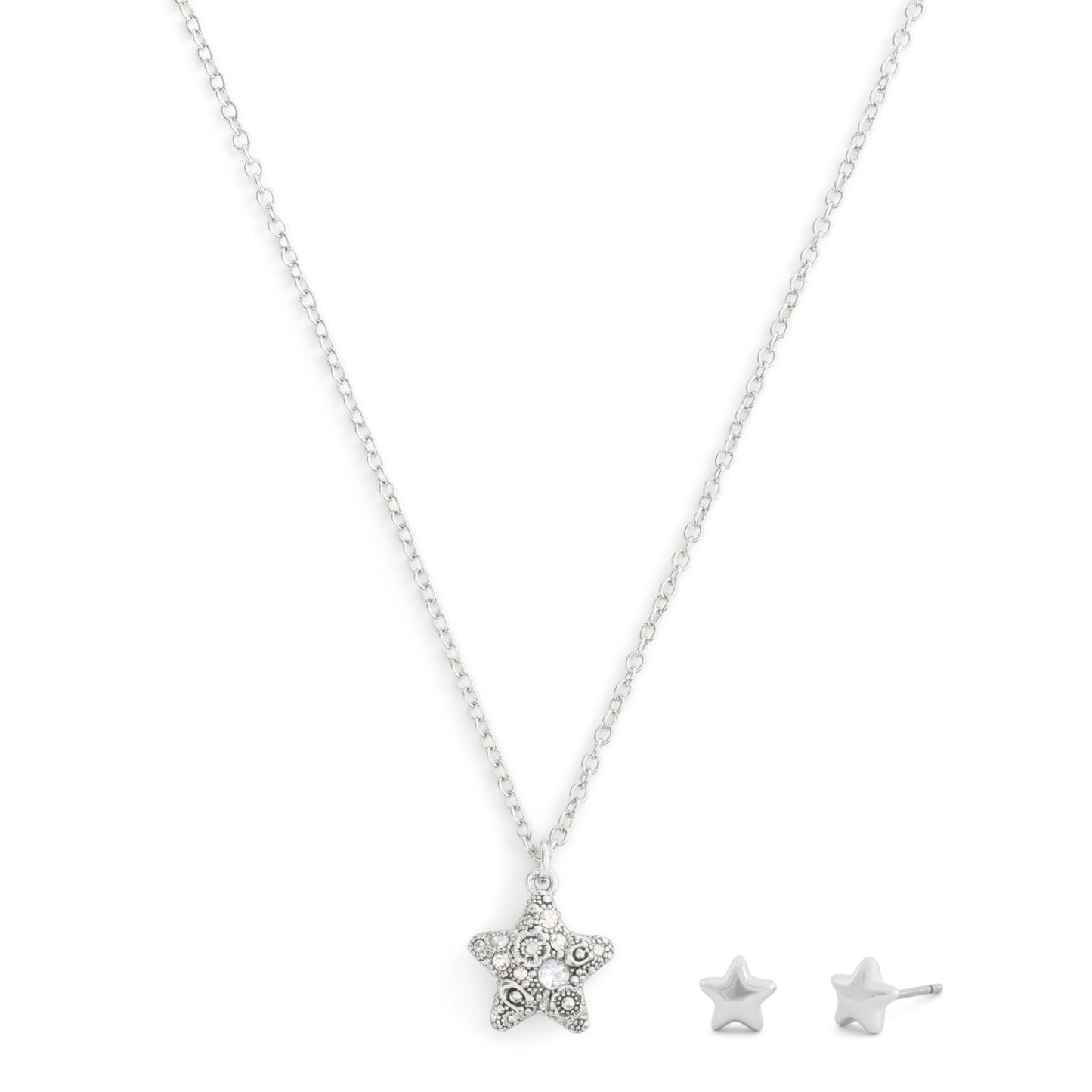 COACH Jewelry Women's Signature C Pavé Star Necklace & Earrings Jewelry Set