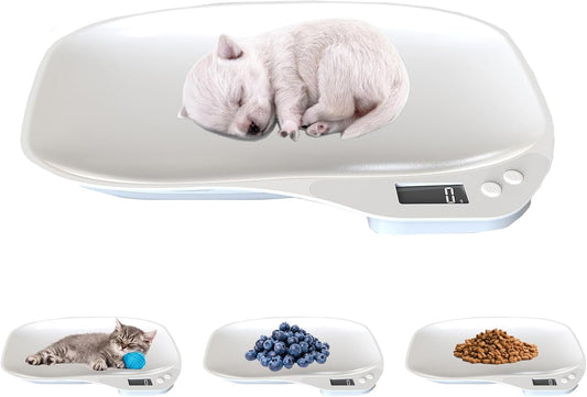 Small Animals Digital Pet Scale for Dogs Cats, Portable Electronic Kitchen Food Weighing Scales Max 33 lbs, LCD Scale with Tray, for Food, Puppy, Kitten, Lizard, Hamster, Tortoise, Helping