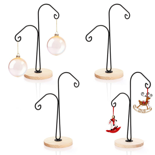 WRINGKIT 4 Pack Ornament Display Stand, Ornament Hanger Stand with 2 Arms, Metal Air Plant Flower Holder, Hanging Terrarium Stand for Christmas Halloween Decoration, Glass Crystal Ball