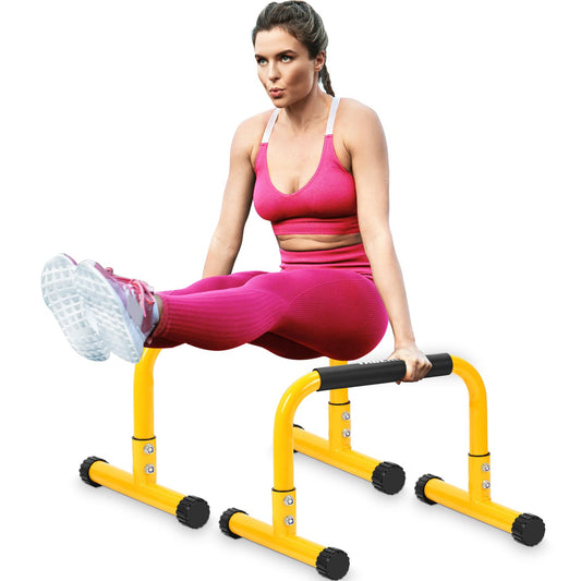 TABEKE Push Up Bar, 14'' High Steel Parallettes & Dip Bar with Full Coverage Foam Handle, Heavy-Duty Calisthenics Parallel Bars for L-Sit, Dips, Home Gym Strength Training Workout