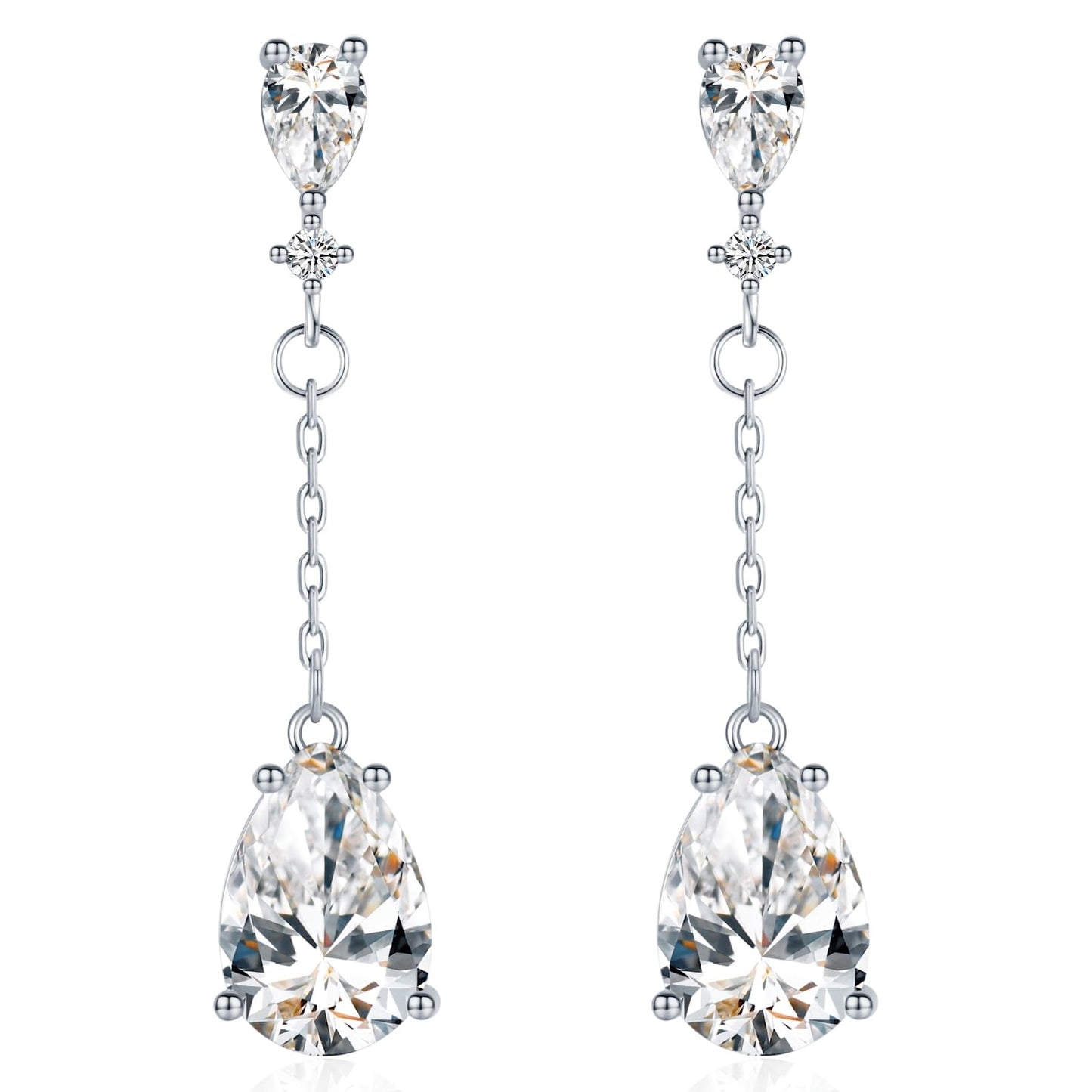 SBLING Cubic Zirconia Teardrop Earrings Wedding Earrings for Brides Bridesmaids, Bridal Dangle Earrings, Teardrop Crystal Drop earrings for Women Jewelry Gifts