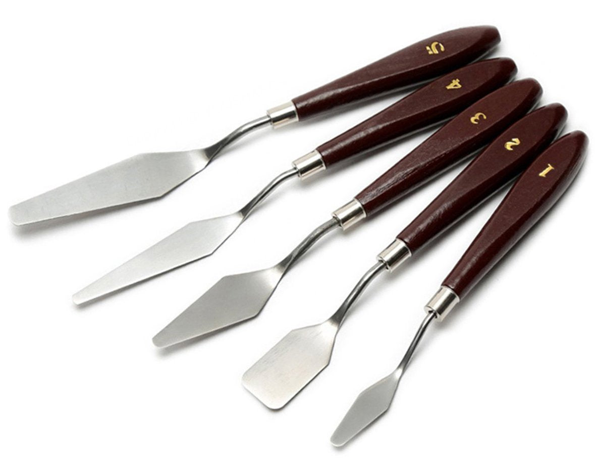 Golden Maple Palette Knife Painting Stainless Steel Spatula Palette Knife Oil Paint Metal Knives Wood Handle