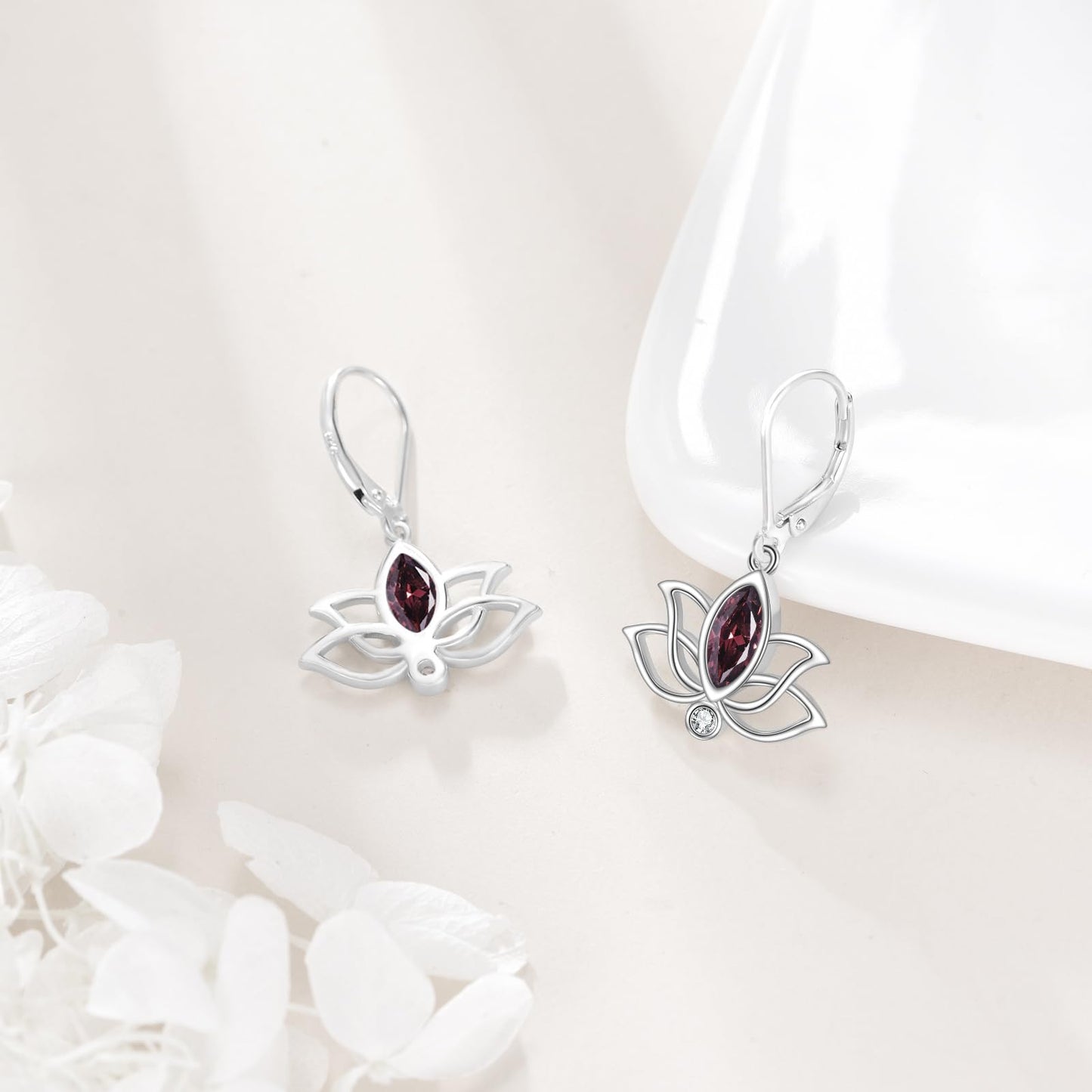 YFN Lotus Flower Earrings Sterling Silver Birthstone Lotus Leverback Dangle Drop Earrings Jewelry Gifts for Women (J. Oct)