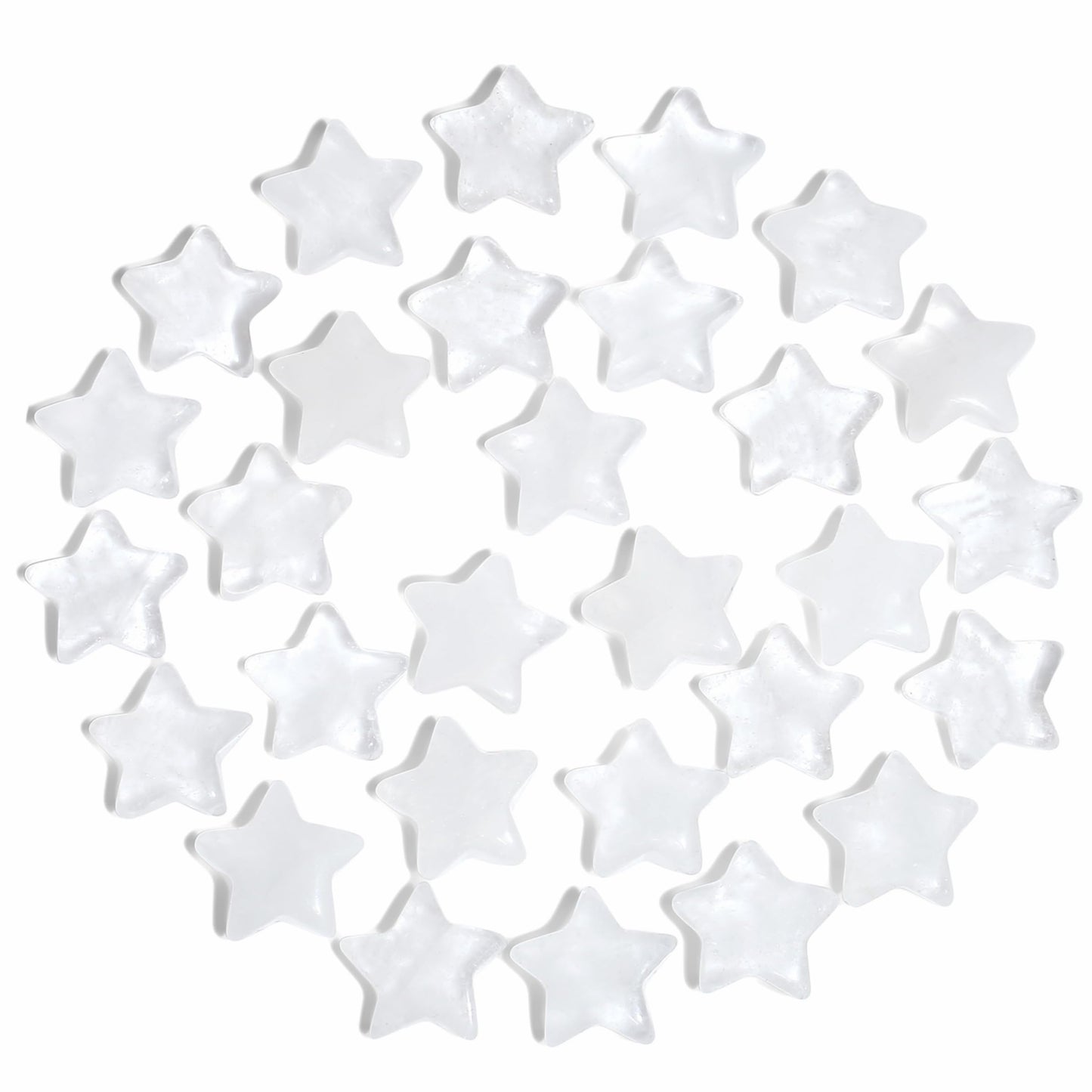 QINJIEJIE 20 PCS Clear Quartz Star Crystals Healing Stones Polished Crystal Cute Mini Pocket Stone Star Shaped Gemstones Set Bulk Wholesale Reiki Energy Balancing Thanksgiving Day Gift for Women