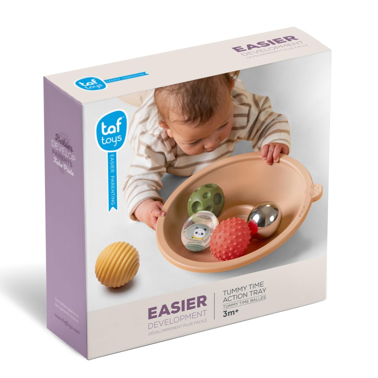 Taf Toys Tummy Time Play Tray with 5 Sensory Balls for Babies 3-6 Months - Interactive Baby Ball Toy - Enhances Motor Skills, Hand-Eye Coordination - Fun Toddler Ball Toys for Toddlers 1-3