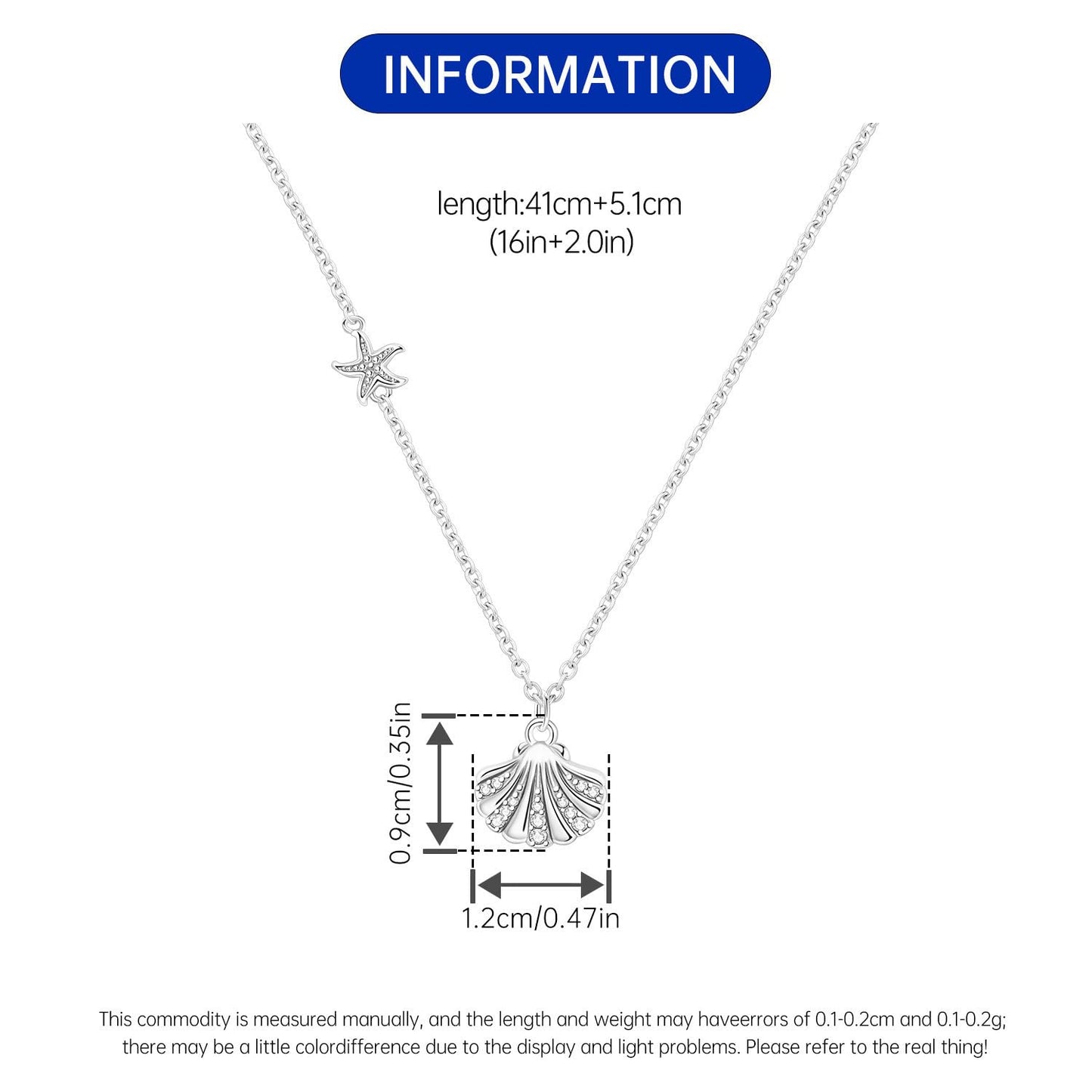 MISEFF 925 Sterling Silver Fashion Pendant Necklace for Women，Fashion Jewelry, 18K Gold Plated， Advanced Retro Series Link Chains ，Basic Multifunctional Accessories Suitable for Multiple Occasions and Daily Wear (shell starfish)