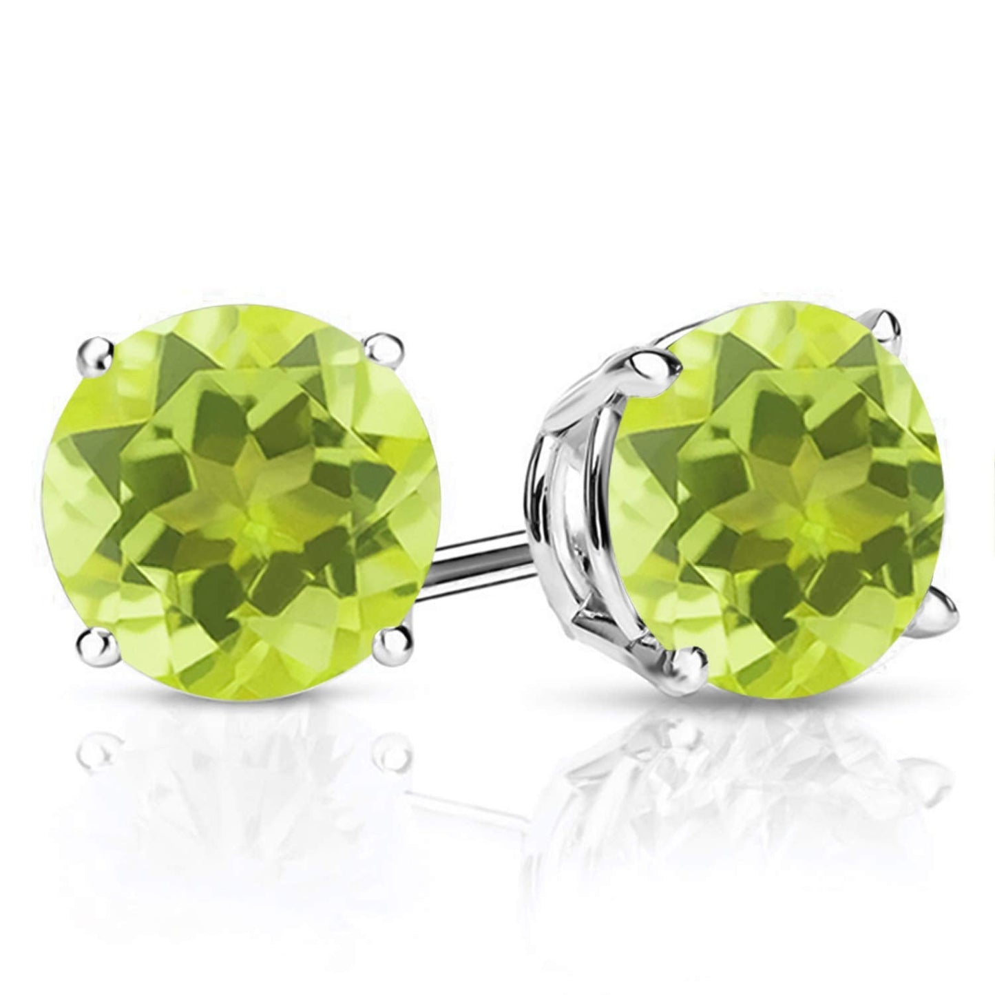 Gem Stone King 2-4 Cttw Round Gemstone Birthstone Stud Earrings For Women Men | 925 Sterling Silver | Round 7MM | Fine Jewelry Gifts for Women Her Mom Wife Men | Lemon Quartz
