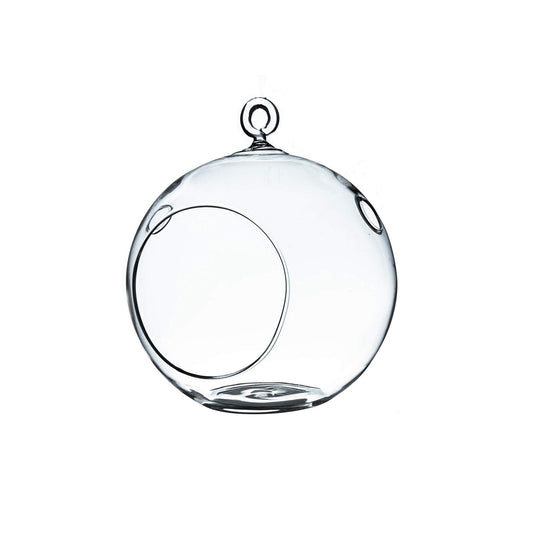 WGV Hanging Terrarium Globe, Width 5", Height 6", DIY Air Succulent Planter, Clear Glass Vase Orb with Flat Bottom, Candle Holder for Windowsill Outdoor Garden Decor, 1 Piece