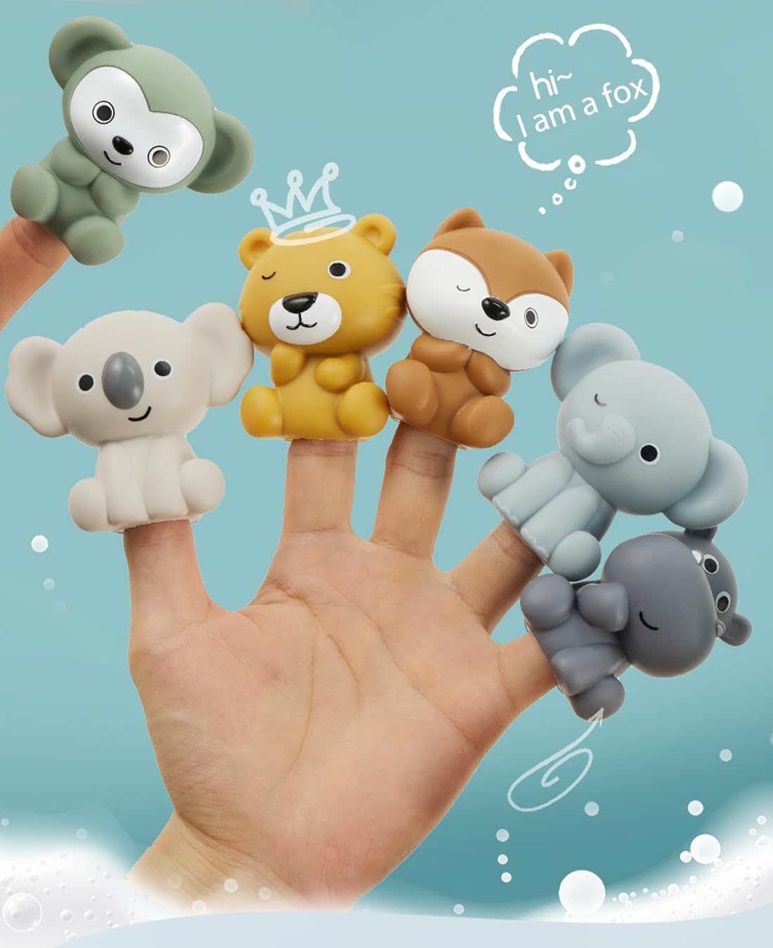 Auvitaya Baby Bath Toy Stackable Infant Bathtub Toys Stacking Floating Boat Train with Animal Finger Puppets Bath Toy Silicone Hand Puppet Educational Beach Toys for Babies Toddlers Party Favors