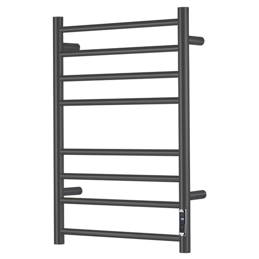 SHARNDY Electric Towel Warmer with Built-in Timer - Wall Mounted Bathroom Heated Towel Rack, Plug-in Design & Black Brushed Stainless Steel Finish