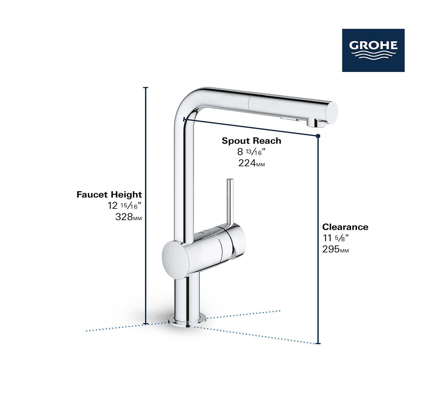 GROHE 30300000 Minta Pull-Out Kitchen Faucet Chrome
