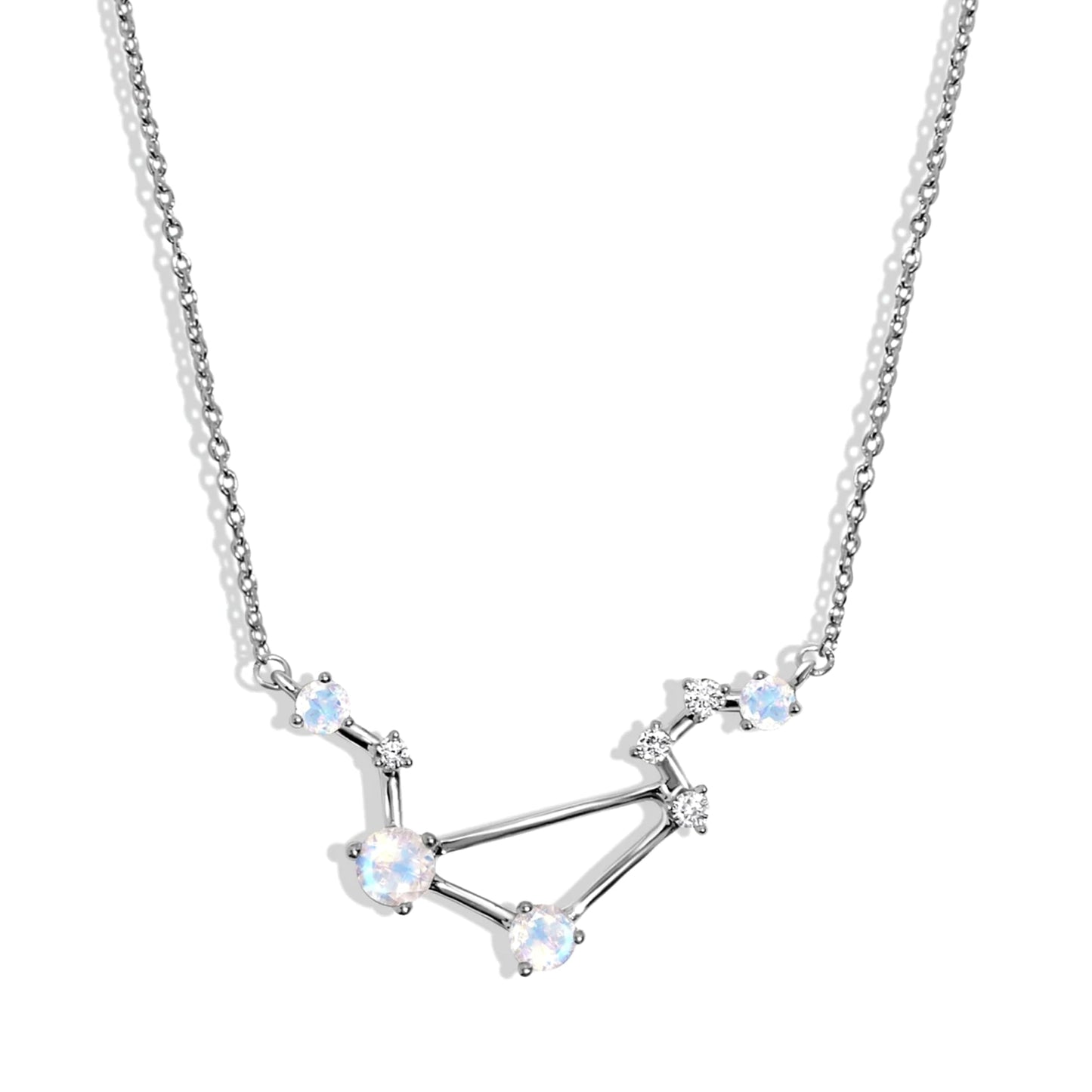 Moon Magic Moonstone Necklace - Libra Zodiac Constellation / 925 Sterling Silver - 18k Rose Gold - Yellow Gold Rainbow Moonstone Necklaces for Women/Authentic Rainbow Crystal Jewelry