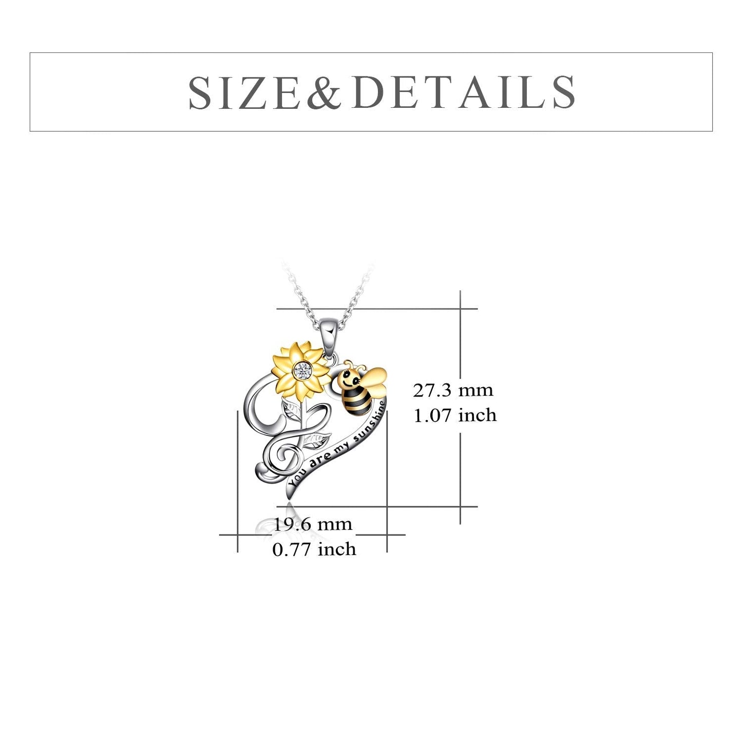 LUHE Bee Necklace 925 Sterling Silver Honeycomb Cute Flower Pendant Necklaces for Women Christmas Gifts for Her Women