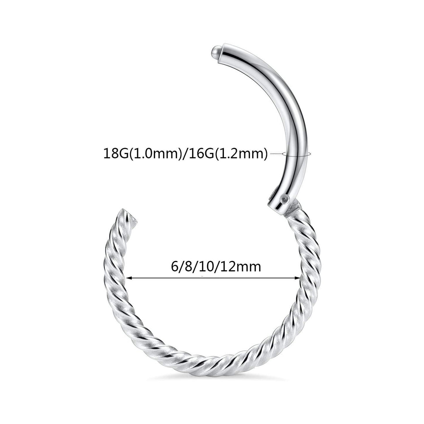 Nose Piercing Nose Rings 16 Gauge Nose Ring Hoop Earrings Silver Septum Ring Nose Hoop 16g Cartilage Earring Septum Clicker Lip Rings Helix Earring Rook Earrings 12mm Septum Jewelry Surgical Steel