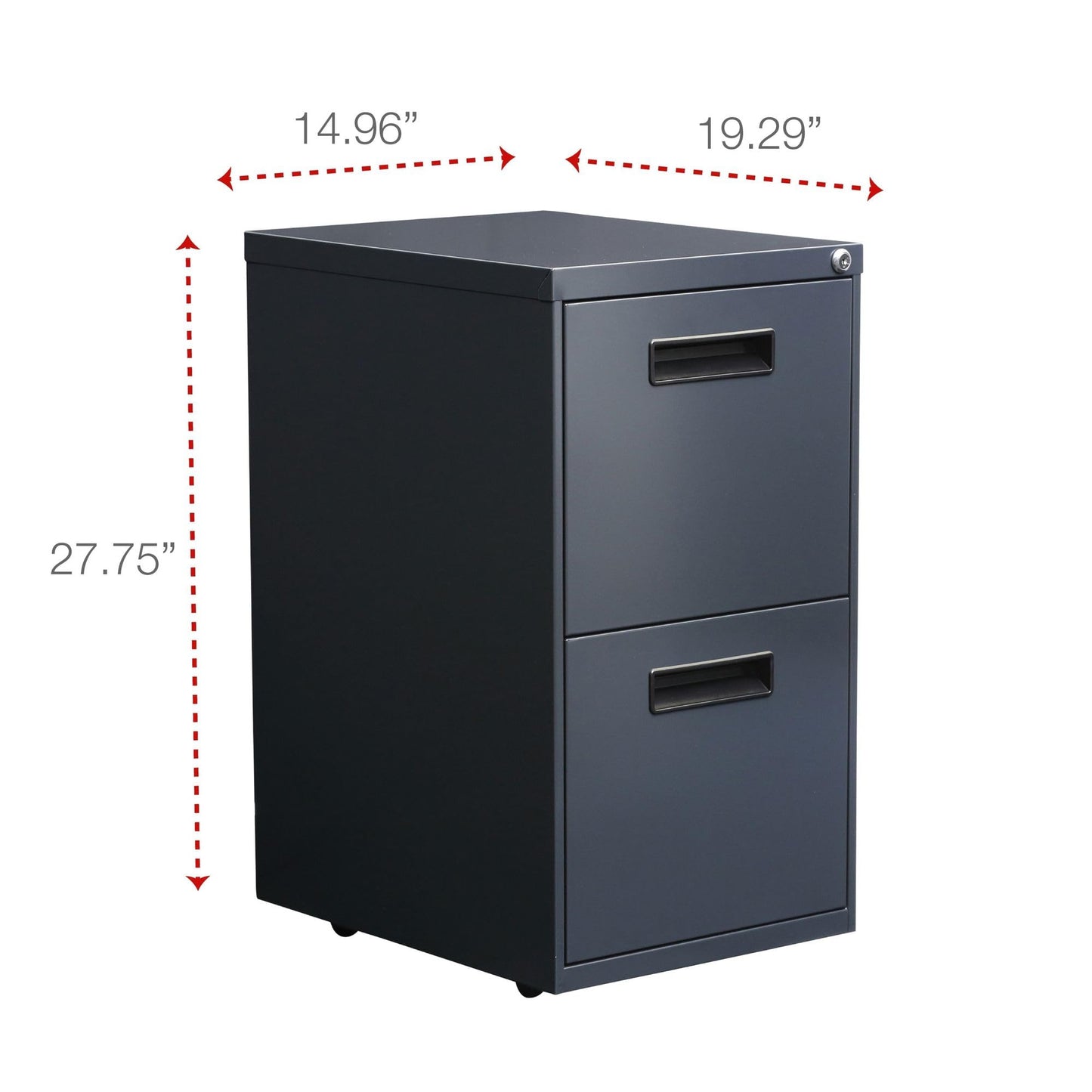 Alera PA54-2820CH Two-Drawer Metal Pedestal File 16w x 19-1/2d x 28-1/2h Charcoal, Charcoal