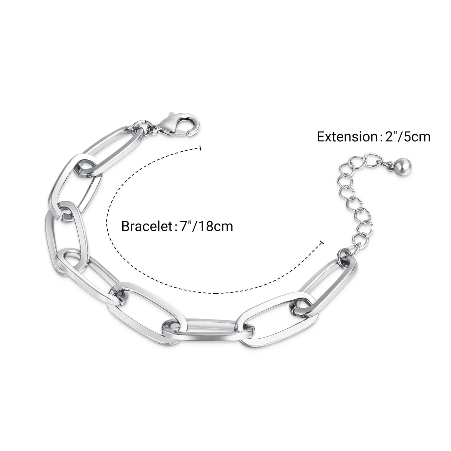 LANE WOODS Gold Bracelets for Women 14k Gold Plated Paperclip Bracelet Thick Large Link Chain for Women