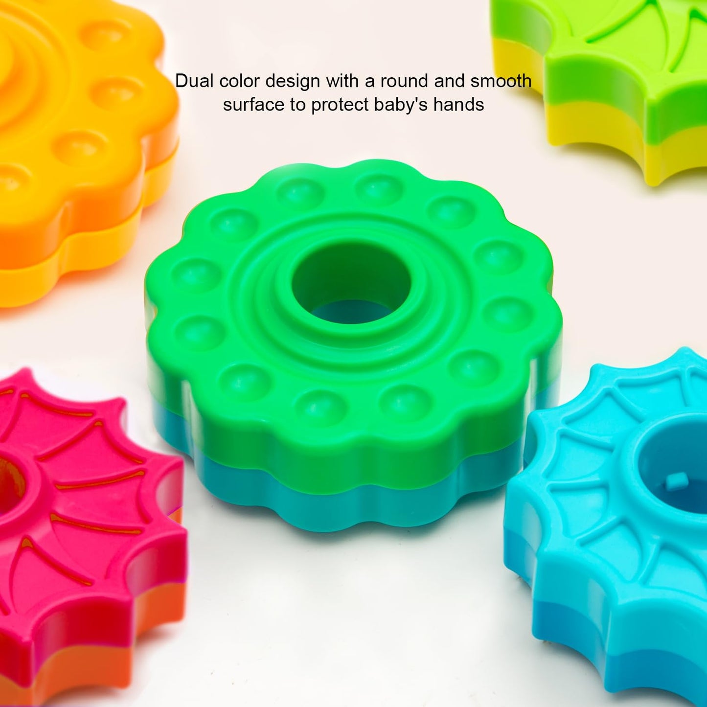 Eivaai Baby Spinning Stacking Toys Sensory Toys for Toddlers 1-3, Rainbow Ring Spin Montessori Toys for Babies 12 Months, Autism Learning Toy for 1 2 3 One Year Old Girl Boy Christmas Birthday Gifts
