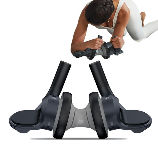 BERTER Fitness Ab Roller Wheel with Elbow Support Abdominal Trainer Roller Workout Equipment for Core Strength Training for Men and Women.Grey