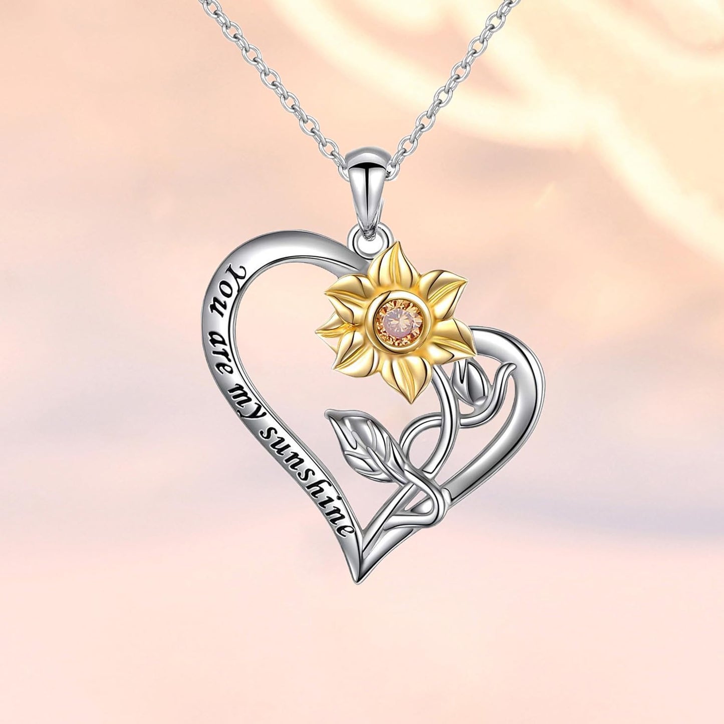 CCJM Sunflower Necklace for Women,Mothers Day Anniversary Birthday Christmas Gifts,You Are My Sunshine Sunflower Necklace Gift for Mom Wife Daughter Girlfriend Sister Granddaughter