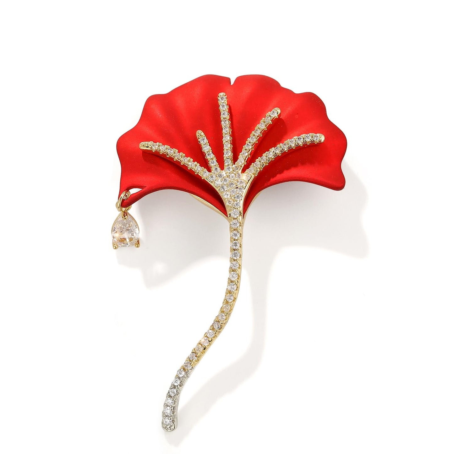 AILONMEI Floral Series Brooch Pins For Women Fashion Costume Pearl Flower Designer Broach & Pins Jewelry Christmas Gift (Ginkgo Leaf)
