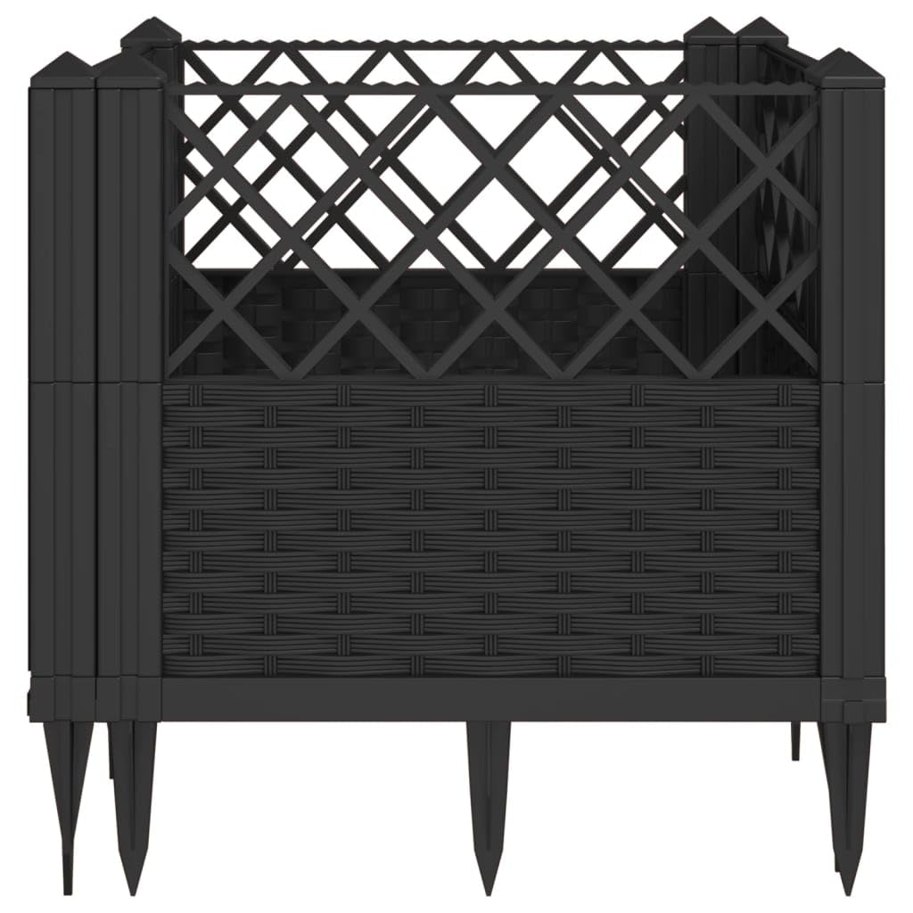Qnhdfrt Black Square Garden Planter 17.1 Inch Modular Outdoor Large Planter Box with Basketweave Design for Raised Beds Gardens Patios and Terraces