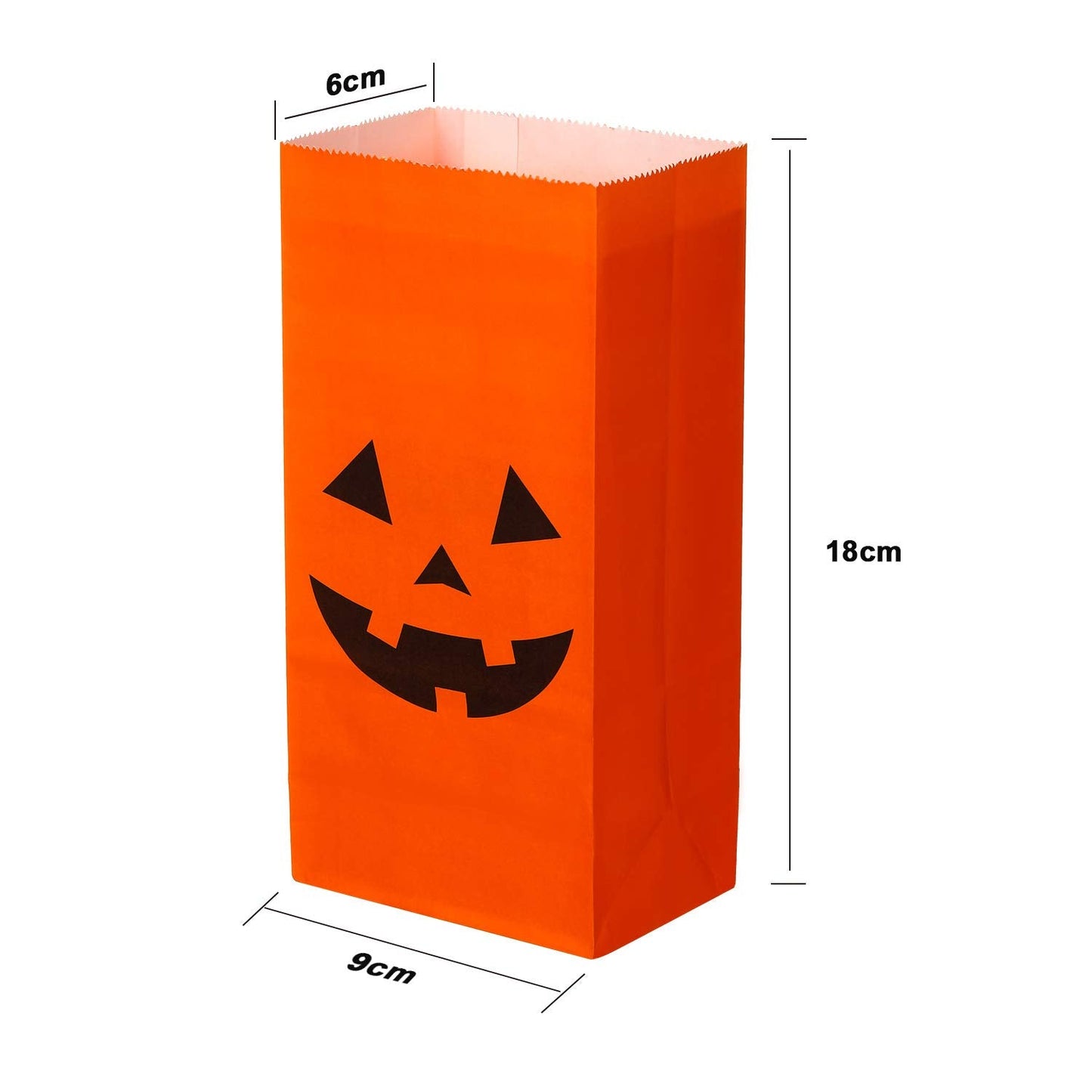 Tatuo 48 Pieces Halloween Pumpkin Paper Bags Candy Treats Gift Bags Present Grocery Crafting Lunch Flat Bottom Candy Party Decorations (7 x 3.5 x 2.4 Inch)