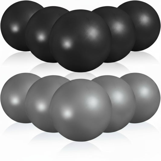 Aoriher 10 Pcs Small Exercise Pilates Ball Bulk 9 Inch Mini Yoga Balls Anti Burst and Slip for Stability Fitness Physical Therapy Stretching & Core Workout at Home Gym Office Class(Gray,Black)