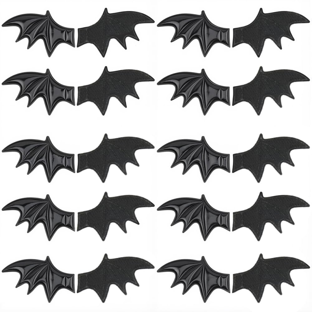 CALFOVERA 80Pcs Black Leather Bat Wing PU Leather Mini Devil Wing Applique Realistic Spooky Bats Embellishment for DIY Clothes Costume Hair Accessories Halloween Party Decorations Party Favors