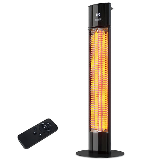Portable Outdoot Electric Heater, Infrared Patio Heater for Outdoor/Indoor Use, garage heater electric, 1500W, BLACK