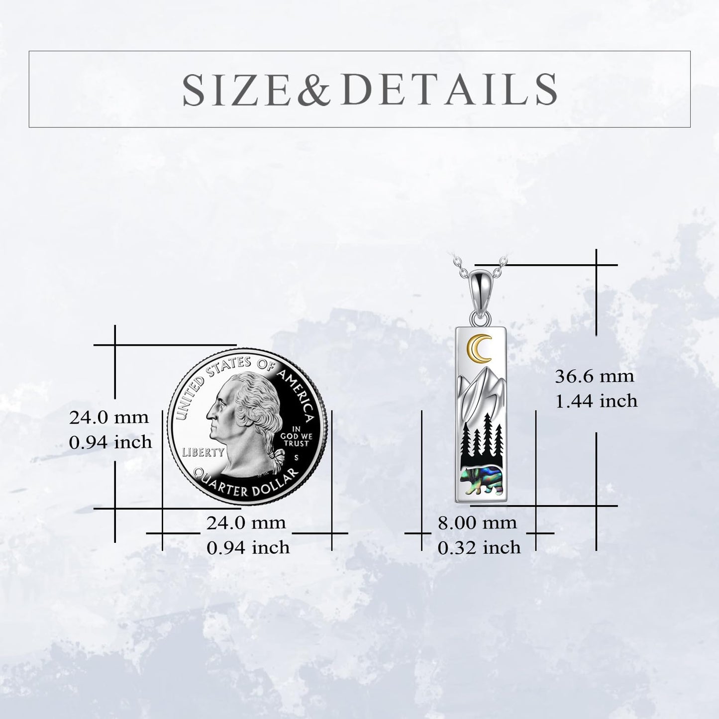 YFN Mountain Bear Necklace for Women Sterling Silver Nature Necklace Jewelry Gift for Skiers, Hikers, Campers, Climbers and Nature Lovers
