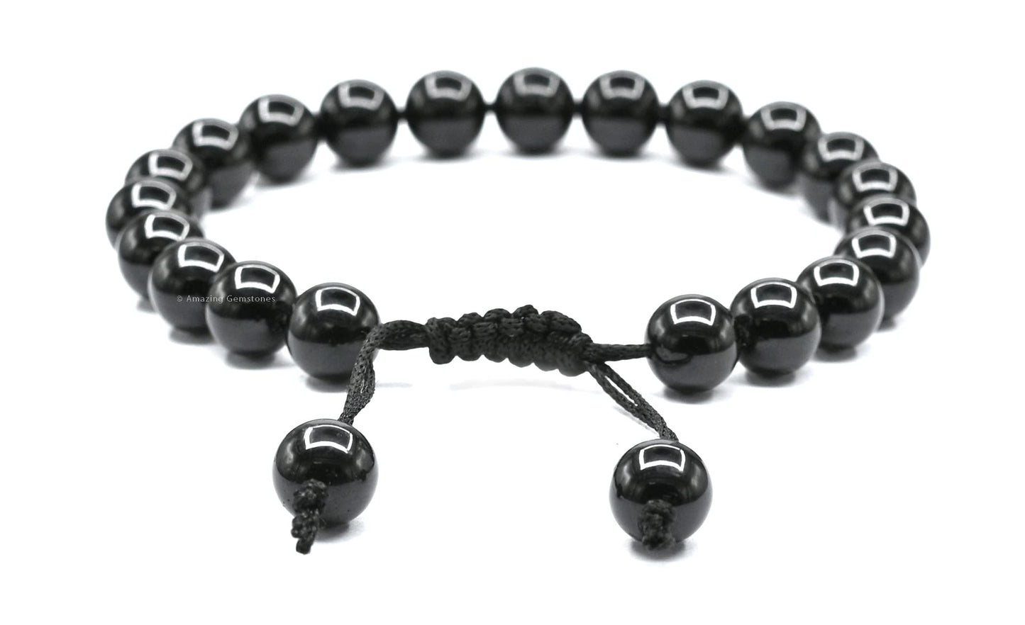 Amazing Gemstone Black Tourmaline Bracelet for Women Men's Gifts - Protection Healing Crystal Bracelet - 8mm Gemstone Beaded Adjustable Bracelet Pulseras Para Hombres Mujer Stocking Stuffers
