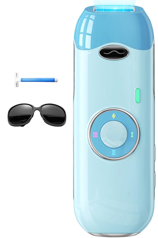 Laser Hair Removal for Women and Men - 5.2 cm² Contact Nearly Painless, Powerful Long-Lasting IPL Hair Removal at-home, Effective in 14 Days with Ultra-fast Light Emission for Whole Body Use,Bule