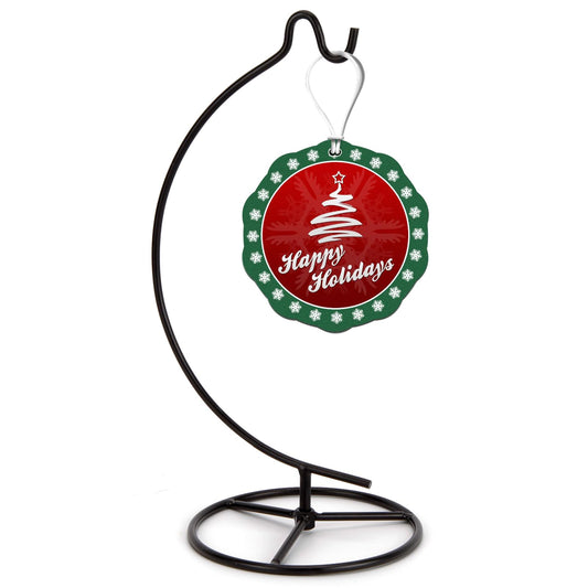 EOWCO 11 Inch Single Black Ornament Display Stand, Glass Ball Hanger for Hanging Air Plants Terrariums, Witch Ball, Christmas & Wedding Ornaments, Perfect for Home and Office Decor