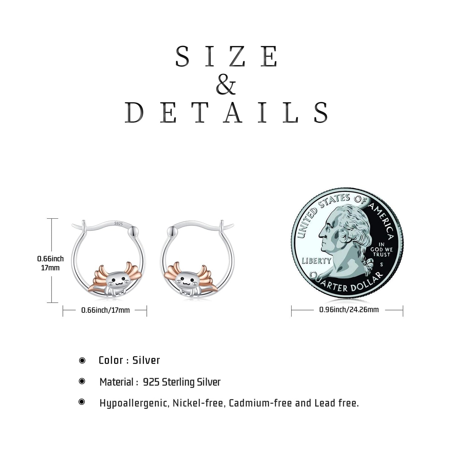 JUSTKIDSTOY Axolotl Earrings for Women Girls 925 Sterling Silver Hypoallergenic Cute Sea Creature Hoop Earrings Kawaii Axolotl Jewelry Graduation Gifts for Women Daughter Her