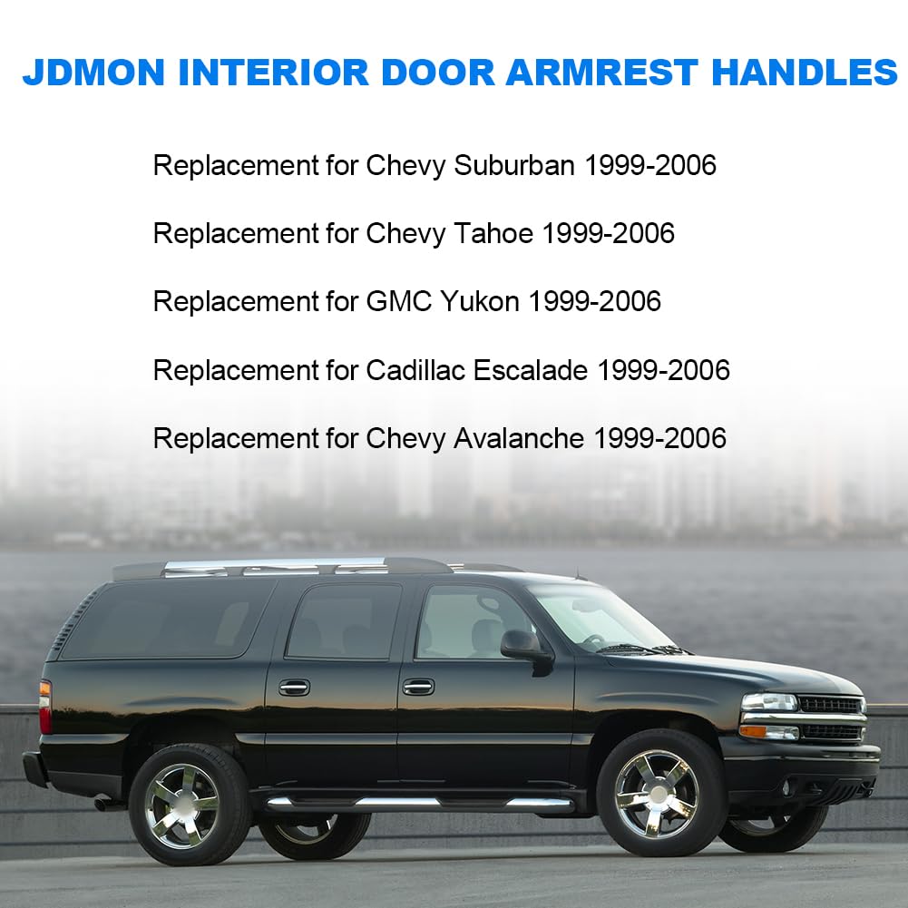 JDMON 1 Pair Front Left Driver Right Passenger Interior Door Armrest Handle Replacement for 1999-2006 Chevy Suburban Avalanche Tahoe GMC Yukon Cadillac Escalade Replacement for 88981547 15703701 Beige