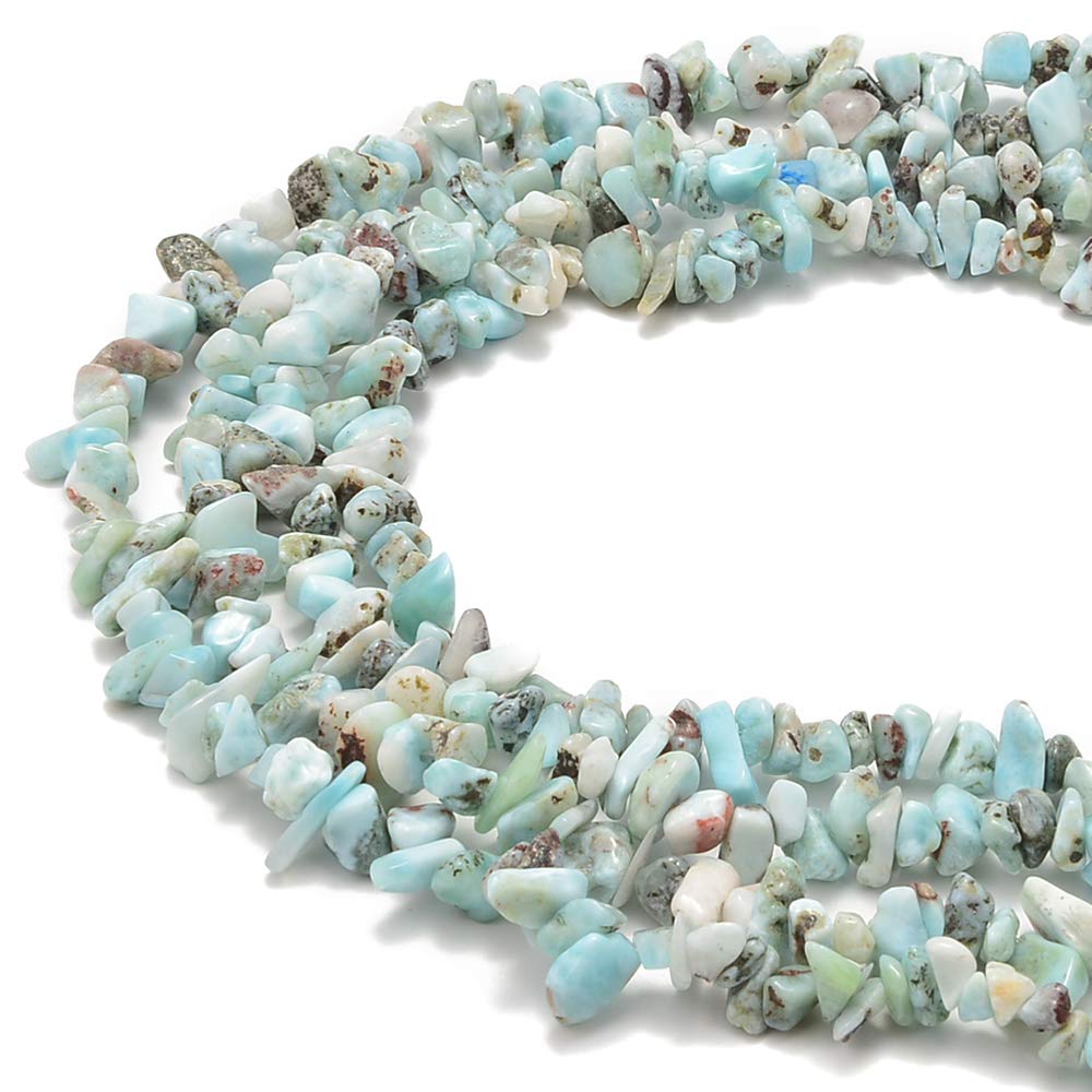 PLTbeads 5-8mm Natral Healing Gemstone Waist Bracelets Necklace Kit Irregular Stone DIY Crafts Design Jewelry Making 1 Strand per Bag Approxi 34 inch (Larimar Chips)