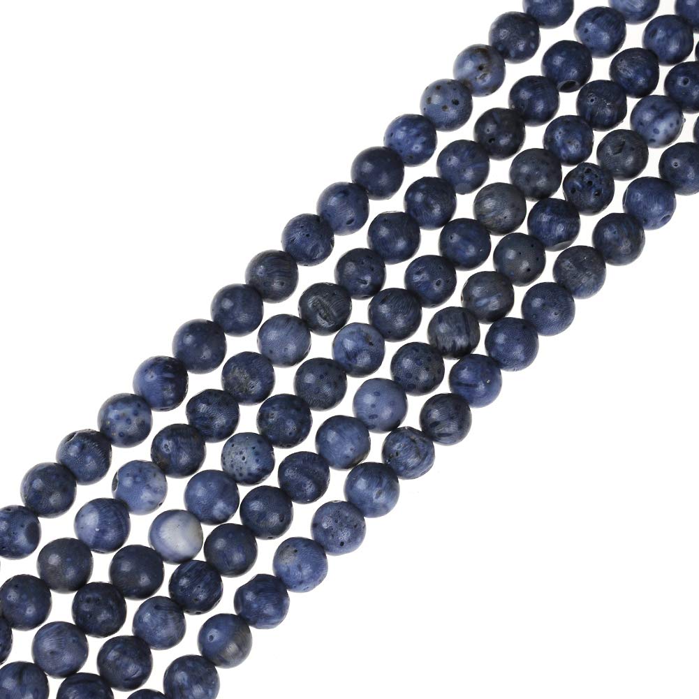 10mm Natural Blue Coral Gemstone Round Loose Beads Crystal Stone Bracelet Necklace Accessories Crafts for Jewelry Making DIY,1 Strand 15"