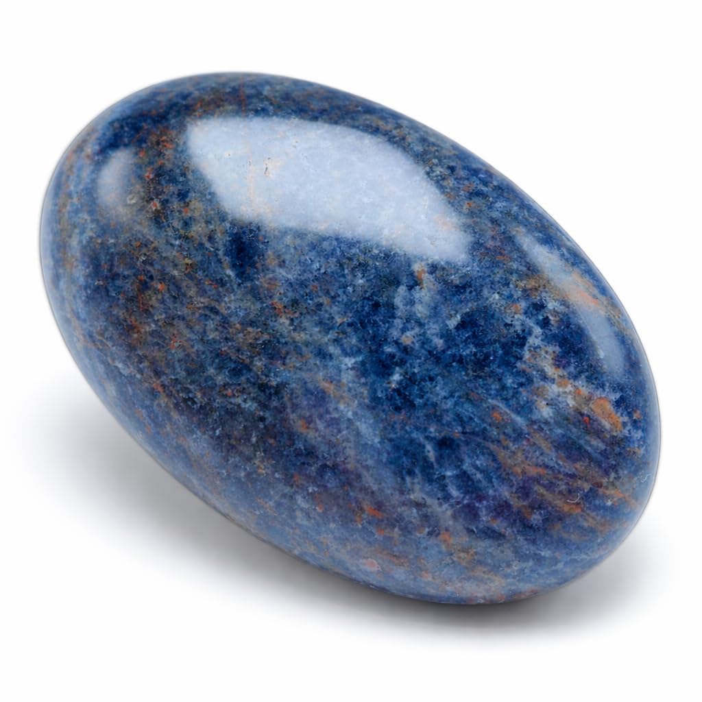 BEAUSIOO 2.4" Sodalite Palm Stone for Anxiety Relief, Healing Crystal for Meditation & Stress Relief, Polished Pocket Stone with Gift Box