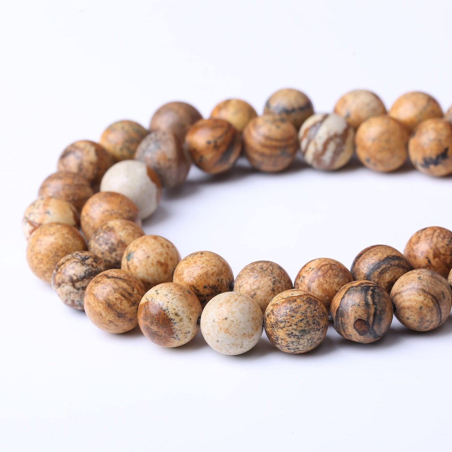 36PCS 10MM Pictures Jaspers Stone Beads Energy Healing Beads for DIY Jewelry Bracelet Necklace Making for Jewelry Making 15" (Pictures Jaspers, 6MM)