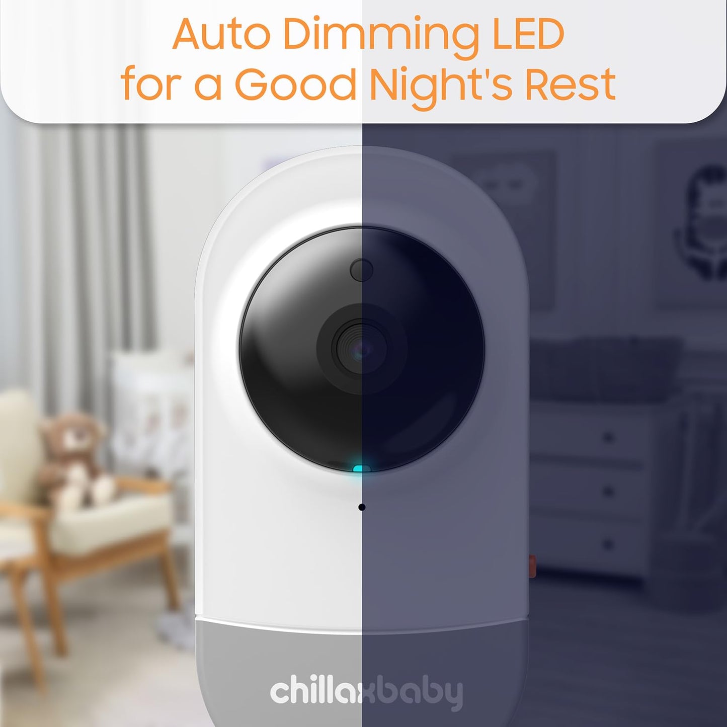 CHILLAX Daily Video Baby Monitor - WiFi Smart Baby Monitor with Camera & Parent Unit,App Support,HD Camera, Privacy Protection WiFi ON/Off Switch, 2-Way Audio,Night Vision,Auto Dimming LED