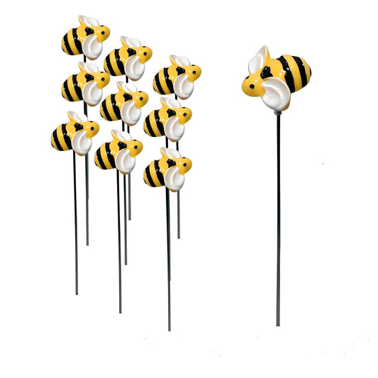 JZZNNFEZN Garden Stakes Decor,10Pcs Garden Stakes Decorative Outdoor Lawn Pathway Patio Plant Pot Art Stick Yard Art Decorations for Pot Lawn Patio Corridor Flower Bed Outdoor Plant (BEE)